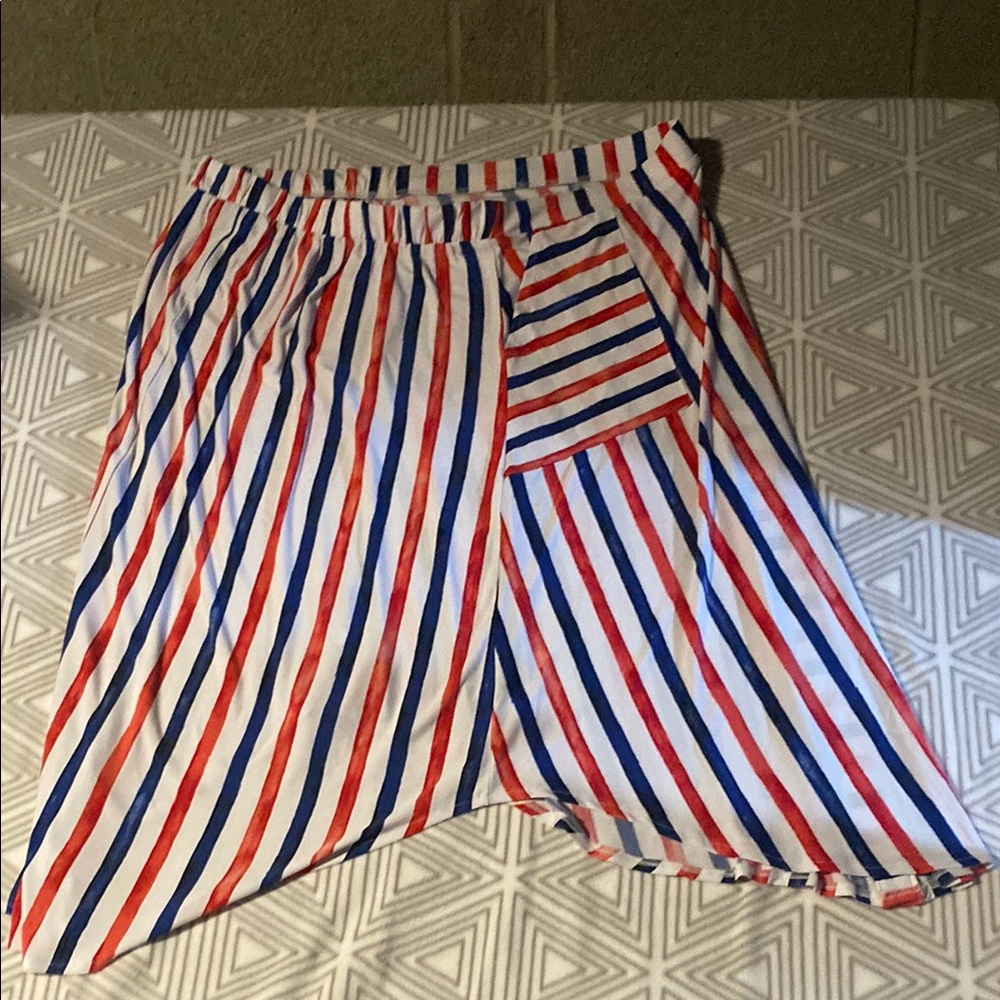 Lane Bryant Red and White High‎ Low A-Line Skirt